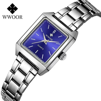 WWOOR 8850 Fashion Womens Wristwatch Square Elegant 3ATM Waterproof Watches Luxury Ladies Quartz Watches for Women