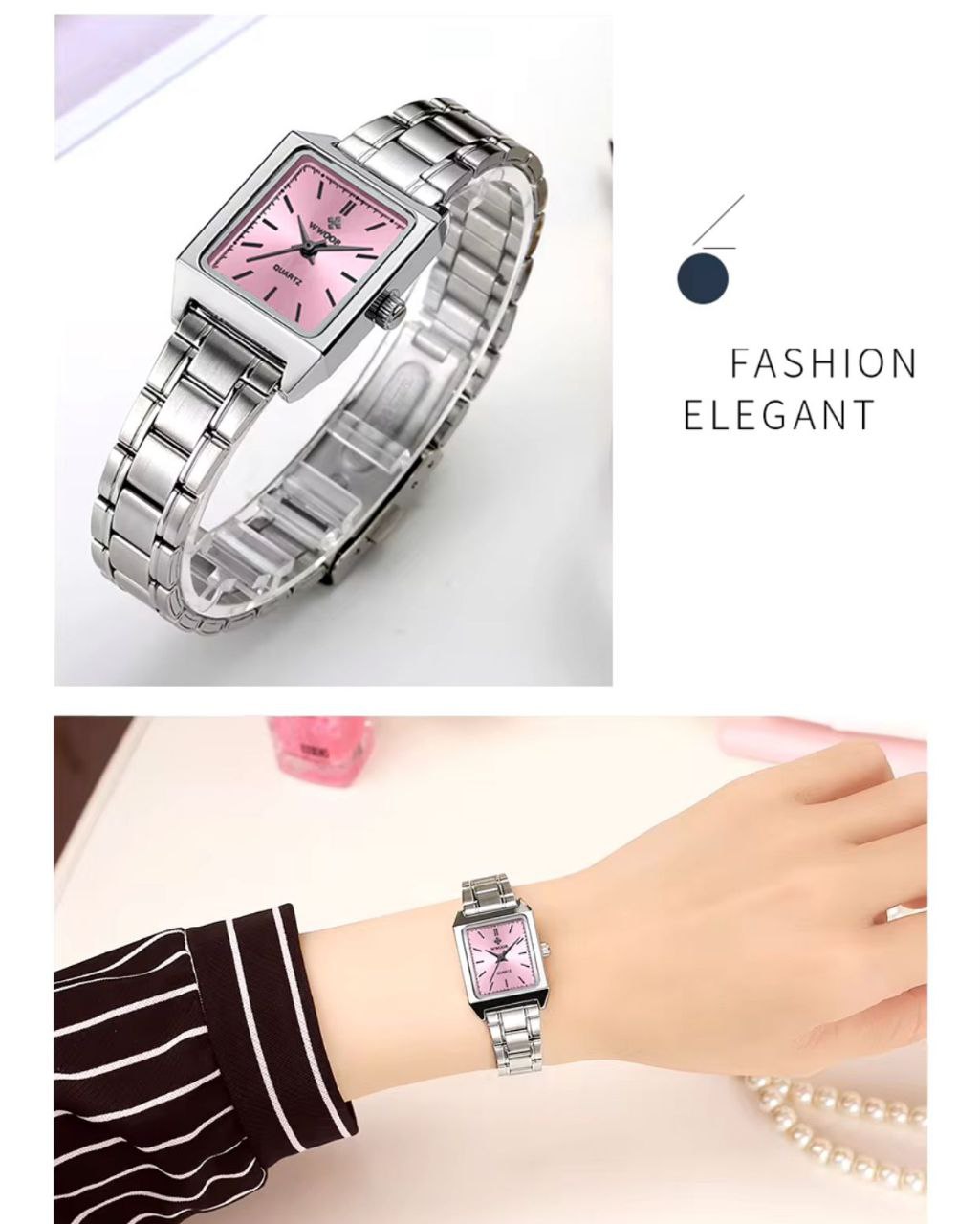 WWOOR 8850 Fashion Womens Wristwatch Square Elegant 3ATM Waterproof Watches Luxury Ladies Quartz Watches for Women