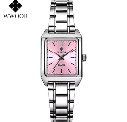 WWOOR 8850 Fashion Womens Wristwatch Square Elegant 3ATM Waterproof Watches Luxury Ladies Quartz Watches for Women