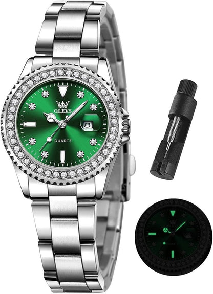 New OLEVS 9945 Original Diamond Dial Quartz Watch for Women Fashion Elegant Ladies Stainless Steel Waterproof Women's Wristwatch