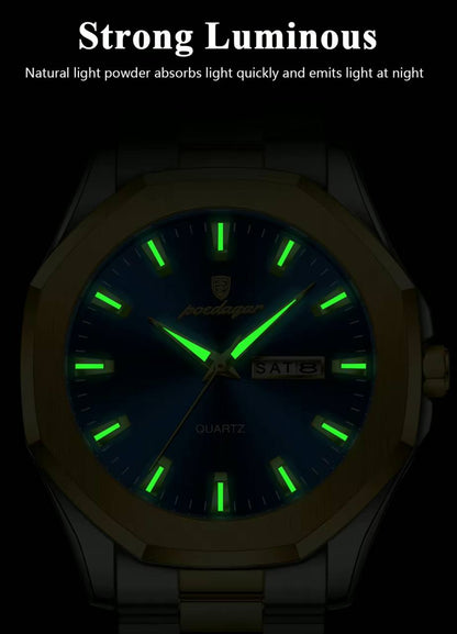 High quality POEDAGAR 875 Men Wristwatch Waterproof Luminous Original Man Watch Stainless Steel Sport Quartz Men's Watches