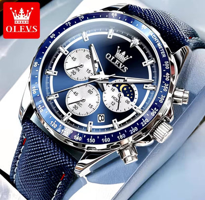 New Men's Business OLEVS 2945 Quartz 6-Pin Multifunctional Belt Watch Men's Wrist Watch