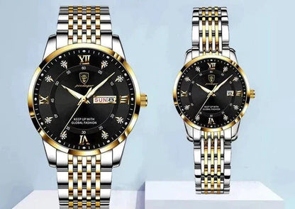 POEDAGAR 836 New Casual Sport Chronograph Men's Watch Couple Stainless Steel Band Wristwatch Luminous Pointers Quartz Watches