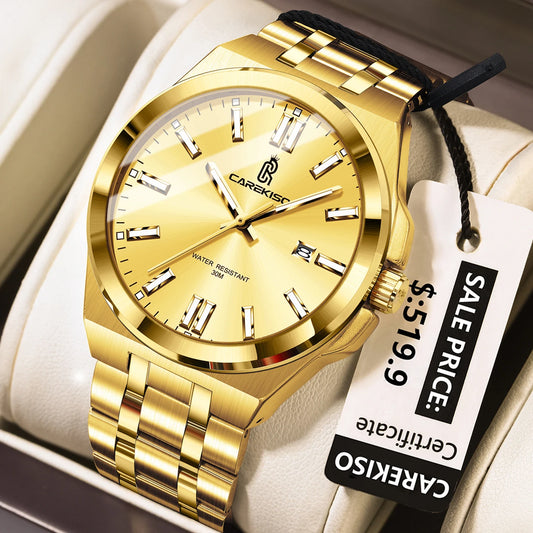 CAREKISO C106 Original Business Waterproof Luminous Men Quartz Watches Stainless Steel Bracelet Watch for Me